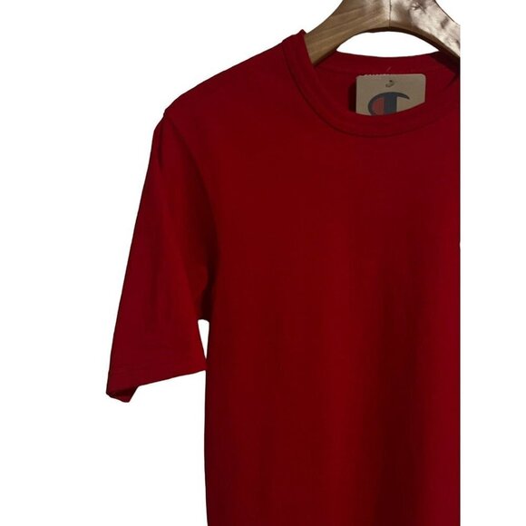 CHAMPION Mens T-Shirt Short Sleeve Small Red Plain Logo Activewear Casual NWT - Picture 2 of 10